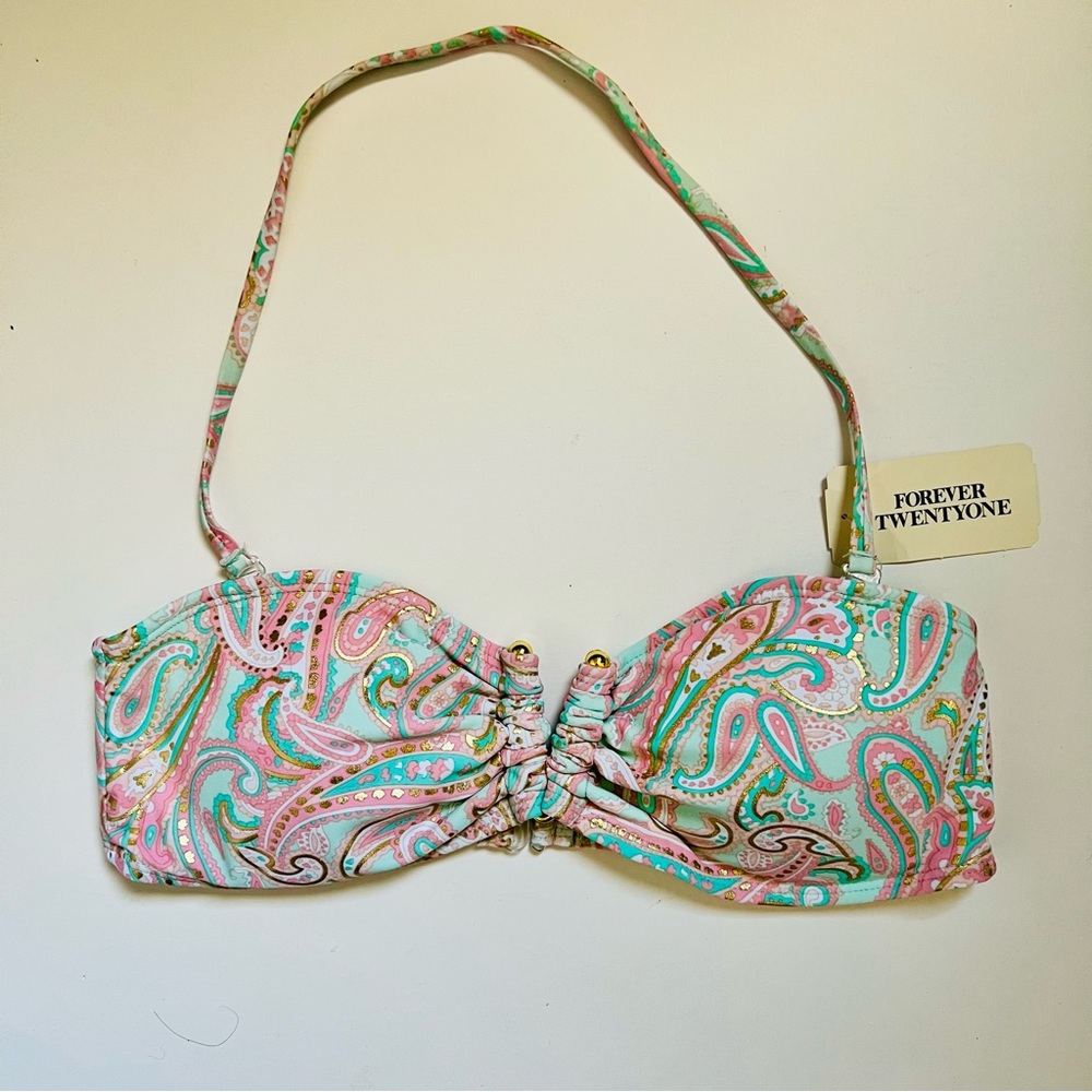 Forever21 Multicolor Paisley Print Halter Swim Top